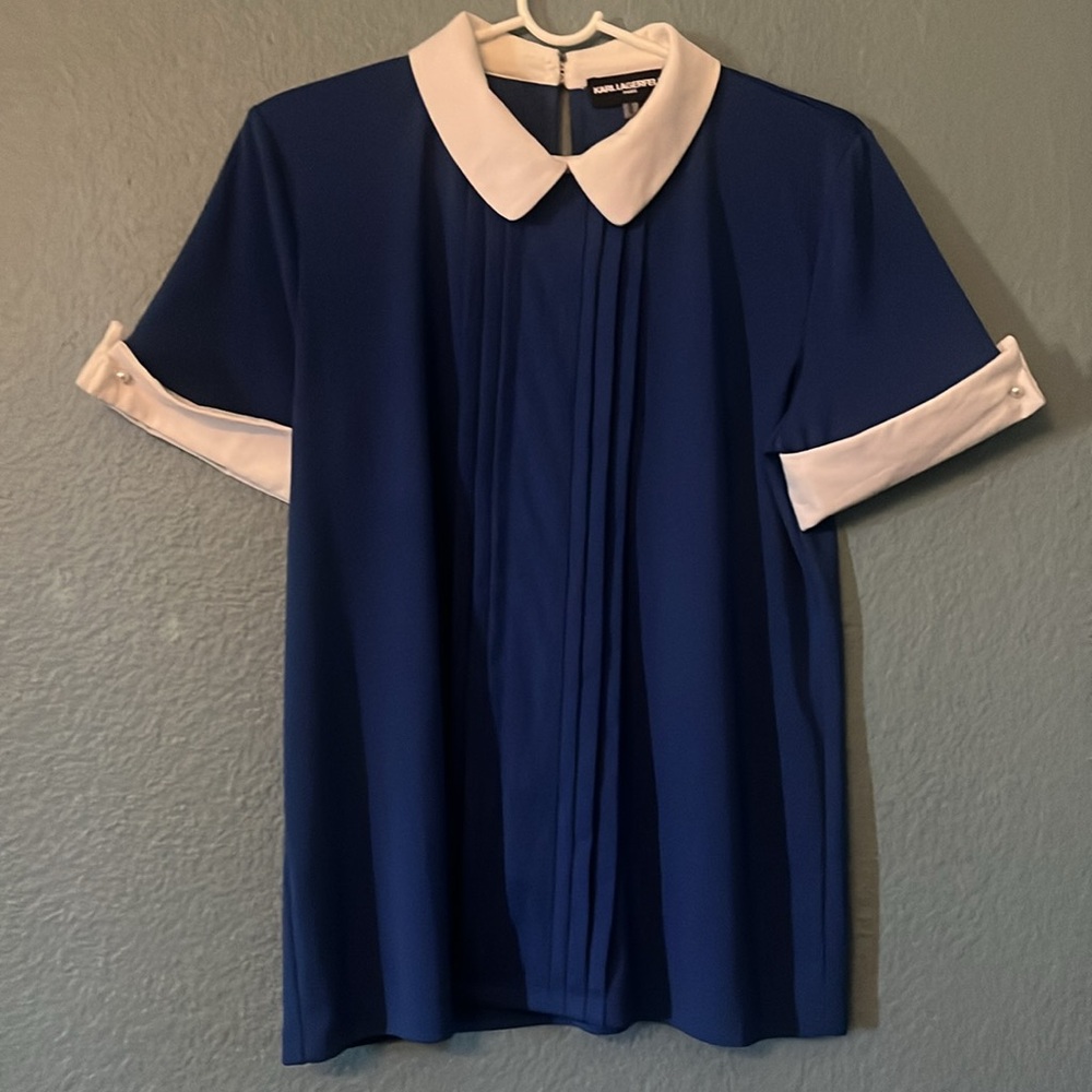 Karl Lagerfield Peter Pan Collar Blouse, Med